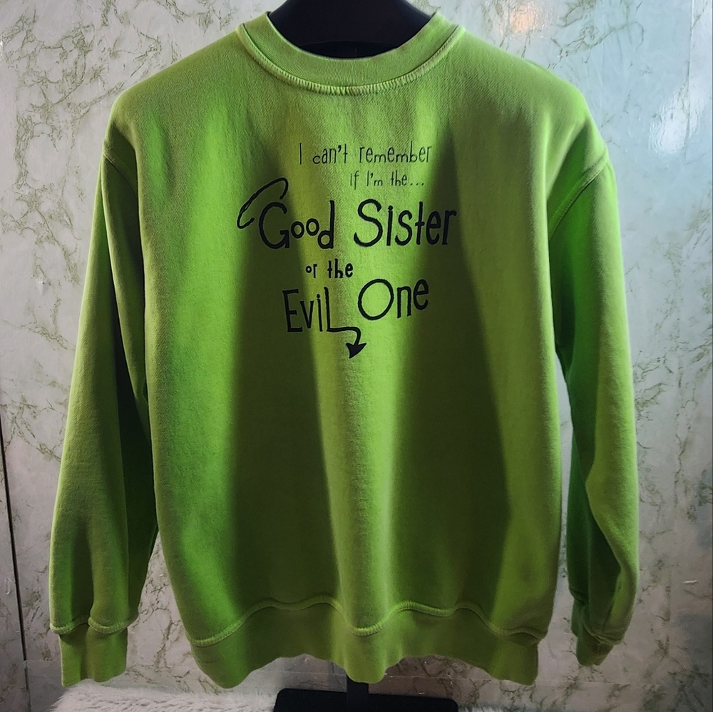Good/Evil Sister Pigment Dyed Sweatshirt